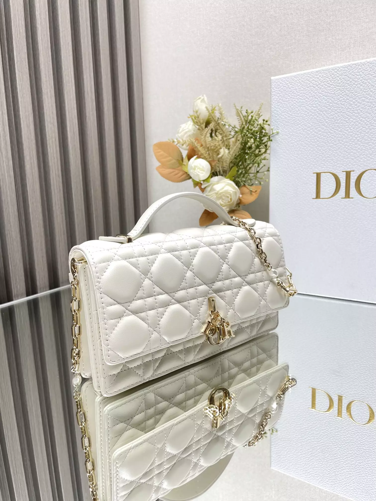 My Dior Mini Bag White Cannage Lambskin