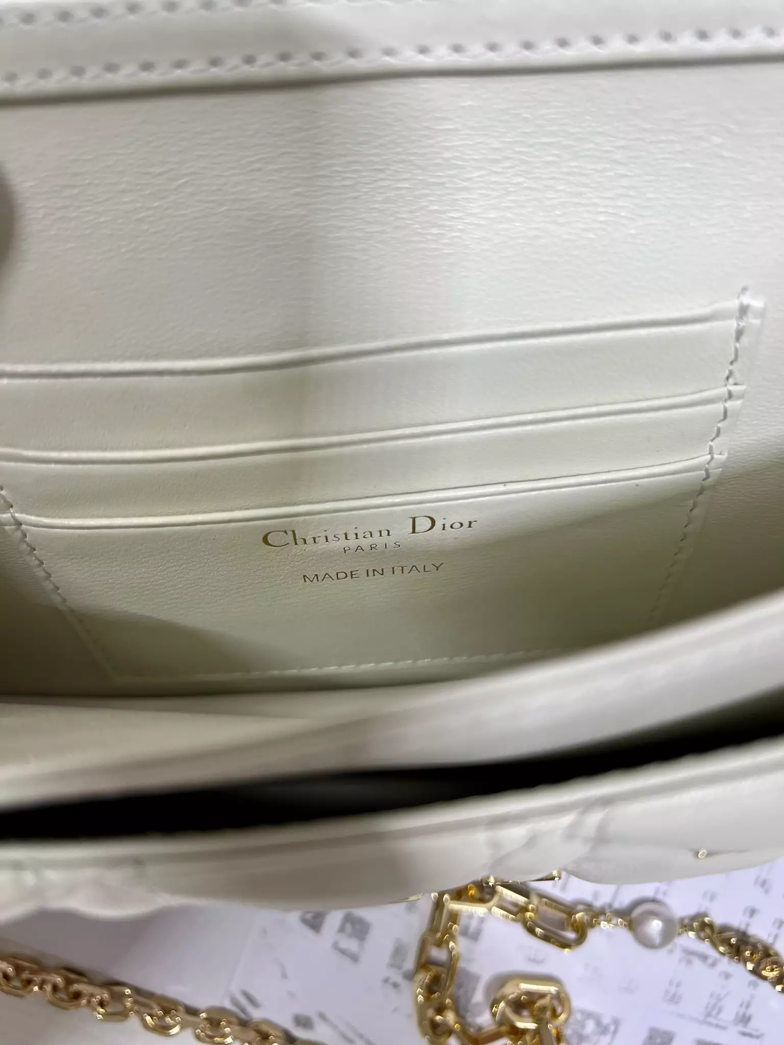 My Dior Mini Bag White Cannage Lambskin with Gold-Finish Butterfly Studs