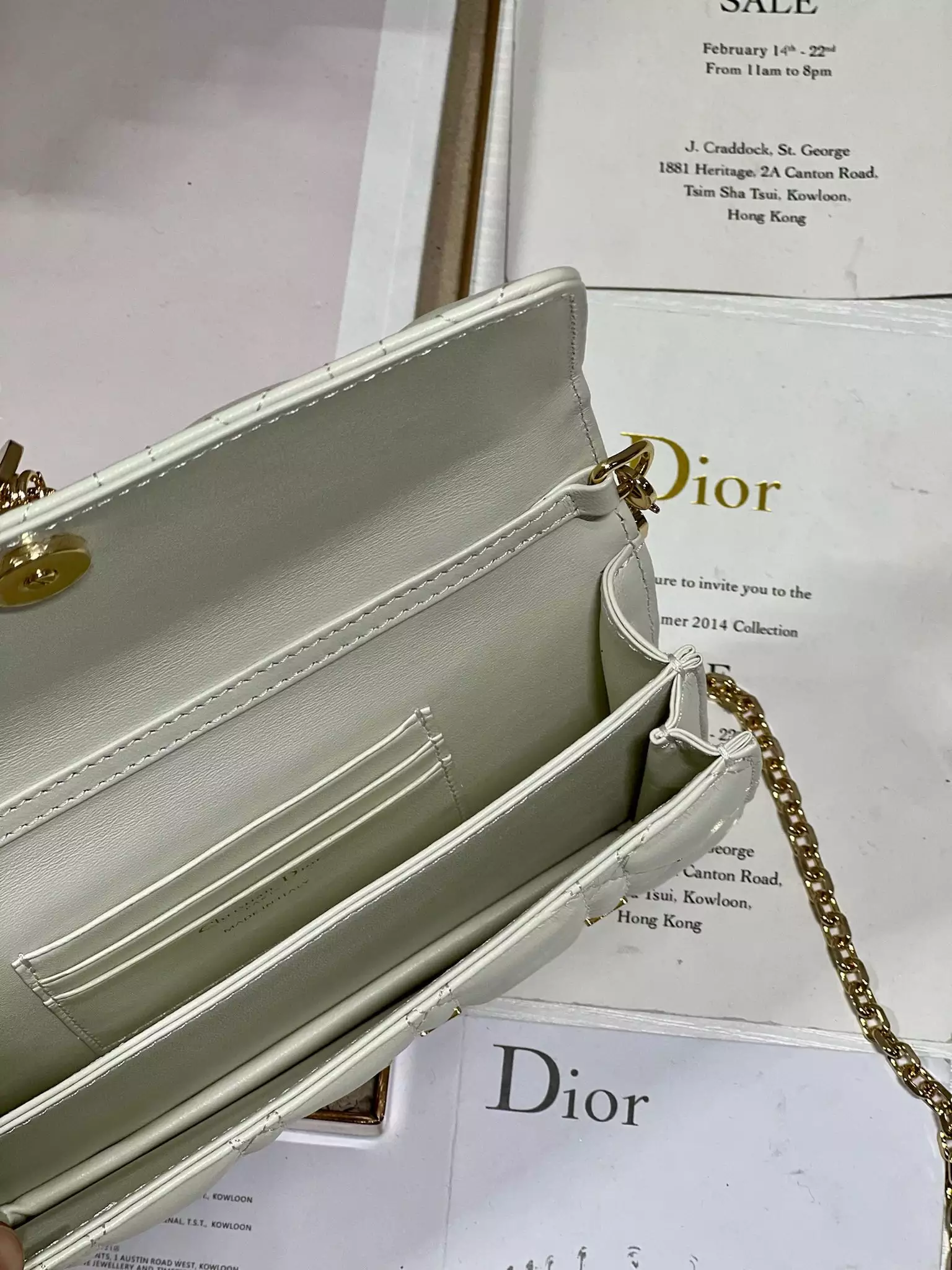 My Dior Mini Bag White Cannage Lambskin with Gold-Finish Butterfly Studs