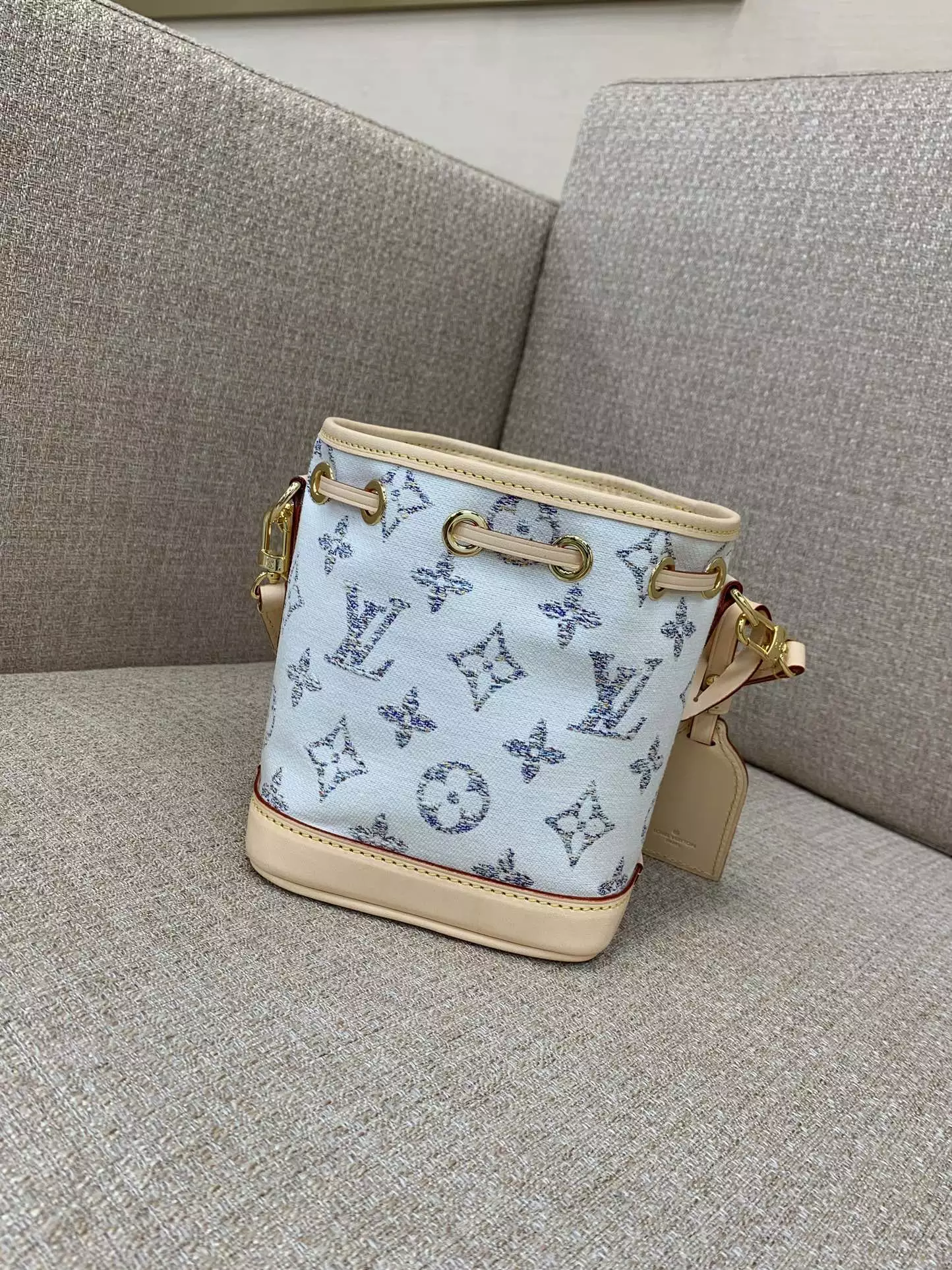 Nano Noé Multicolor Beige Monogram Jacquard Fabric