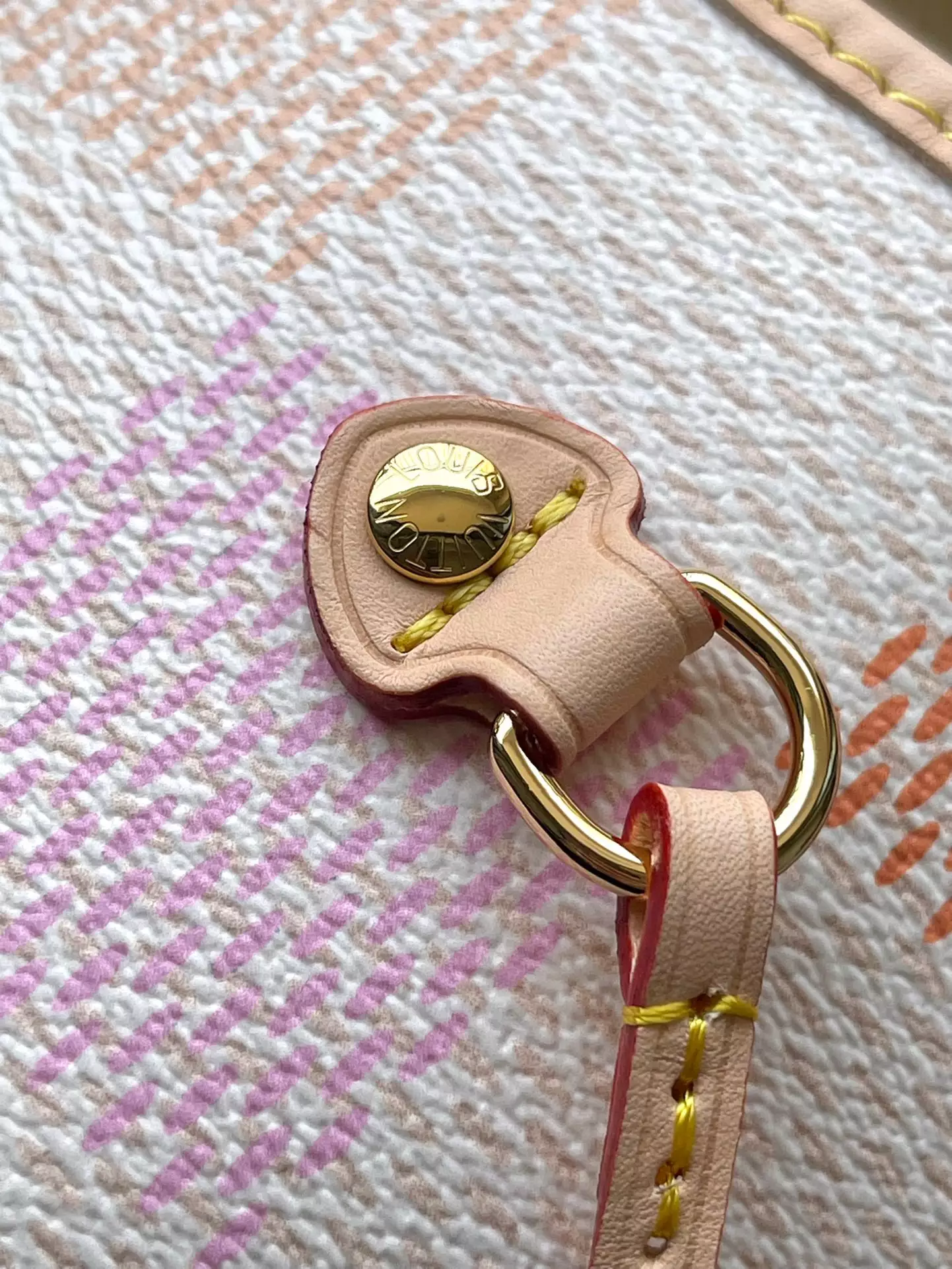 LV Neverfull MM Peach Damier Giant Canvas Tote Bag