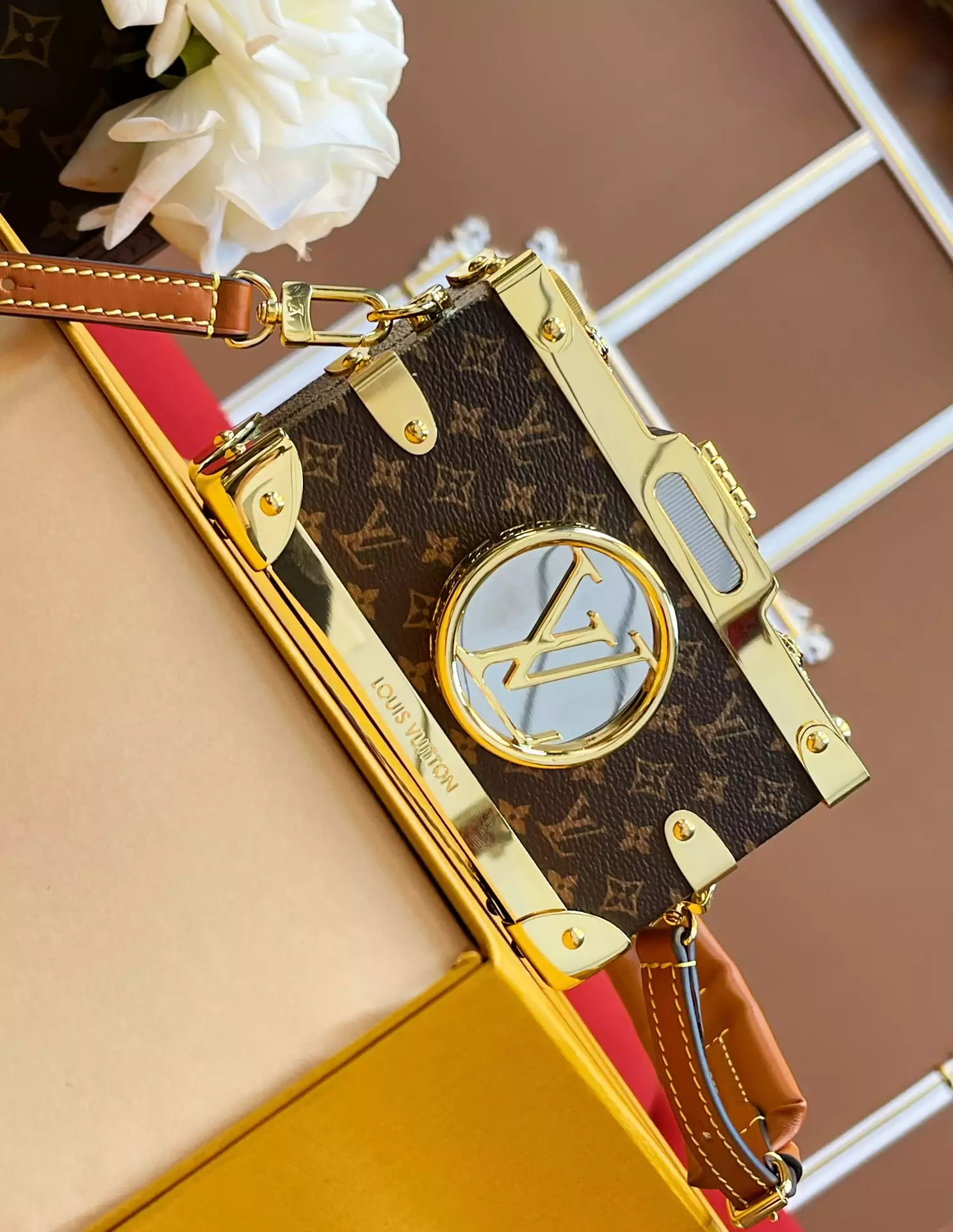 Pic Trunk Monogram Canvas Calf Leather Case