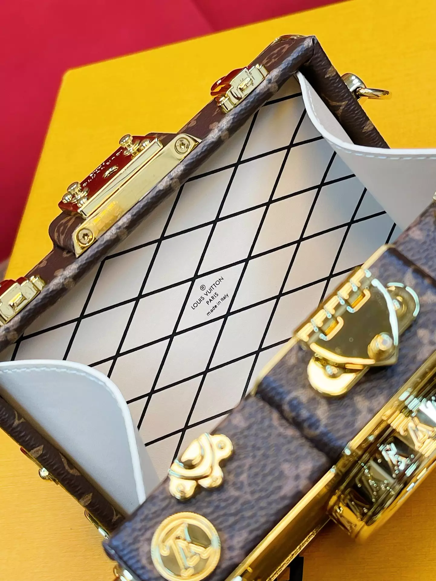 Pic Trunk Monogram Canvas Calf Leather Case