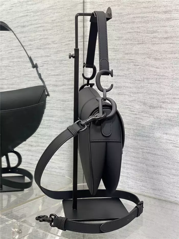 Saddle Bag with Strap Black Ultramatte Calfskin