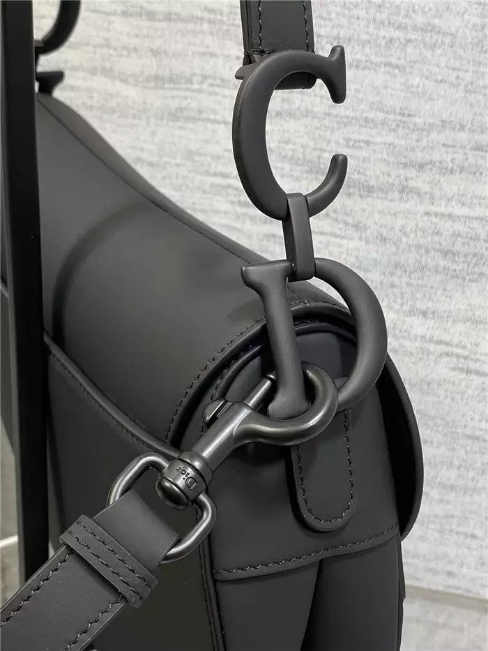 Saddle Bag with Strap Black Ultramatte Calfskin