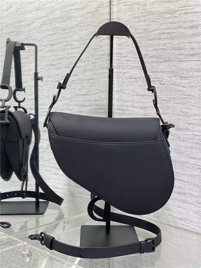 Saddle Bag with Strap Black Ultramatte Calfskin