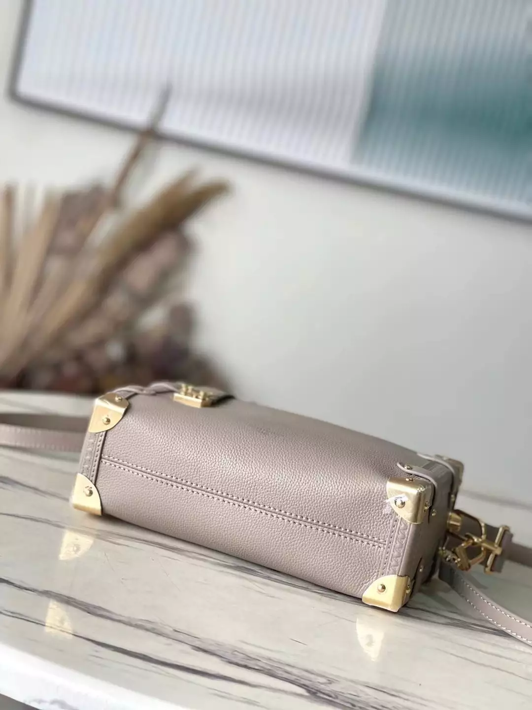 Side Trunk MM Taupe Grained Calf Leather