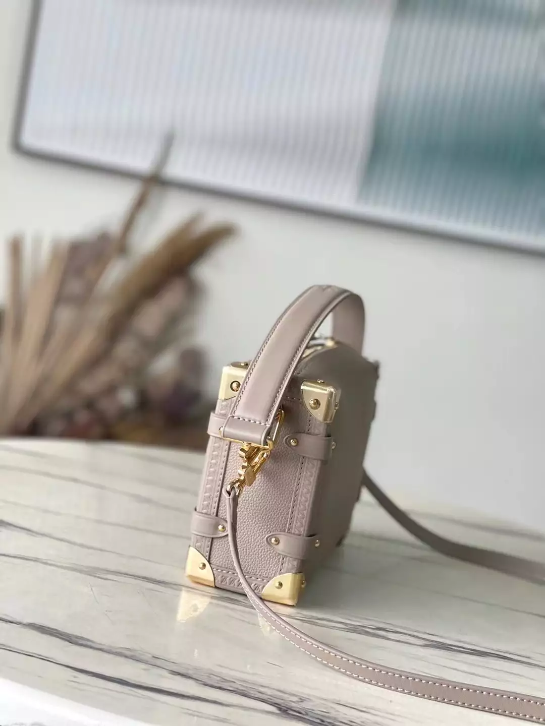 Side Trunk MM Taupe Grained Calf Leather