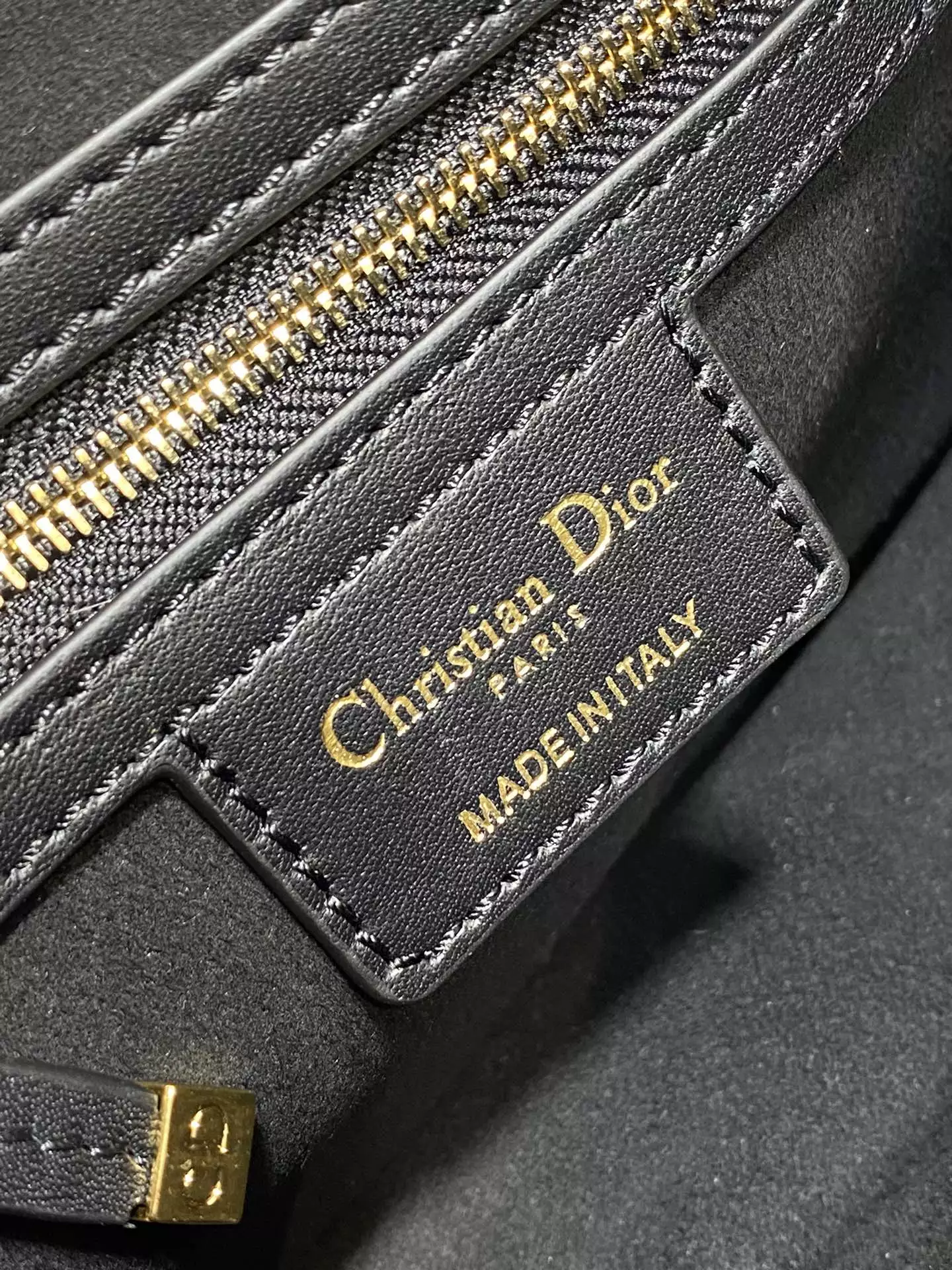 Small CD Besace Bag Black Calfskin