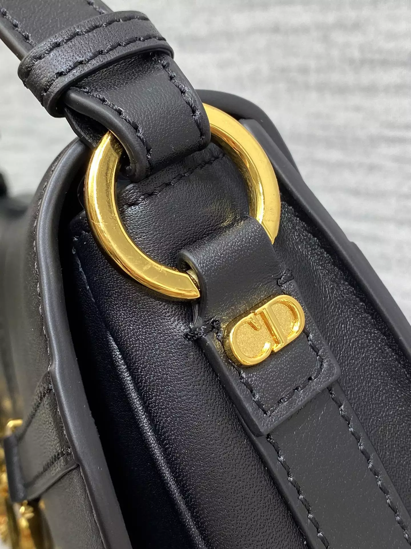 Small CD Besace Bag Black Calfskin