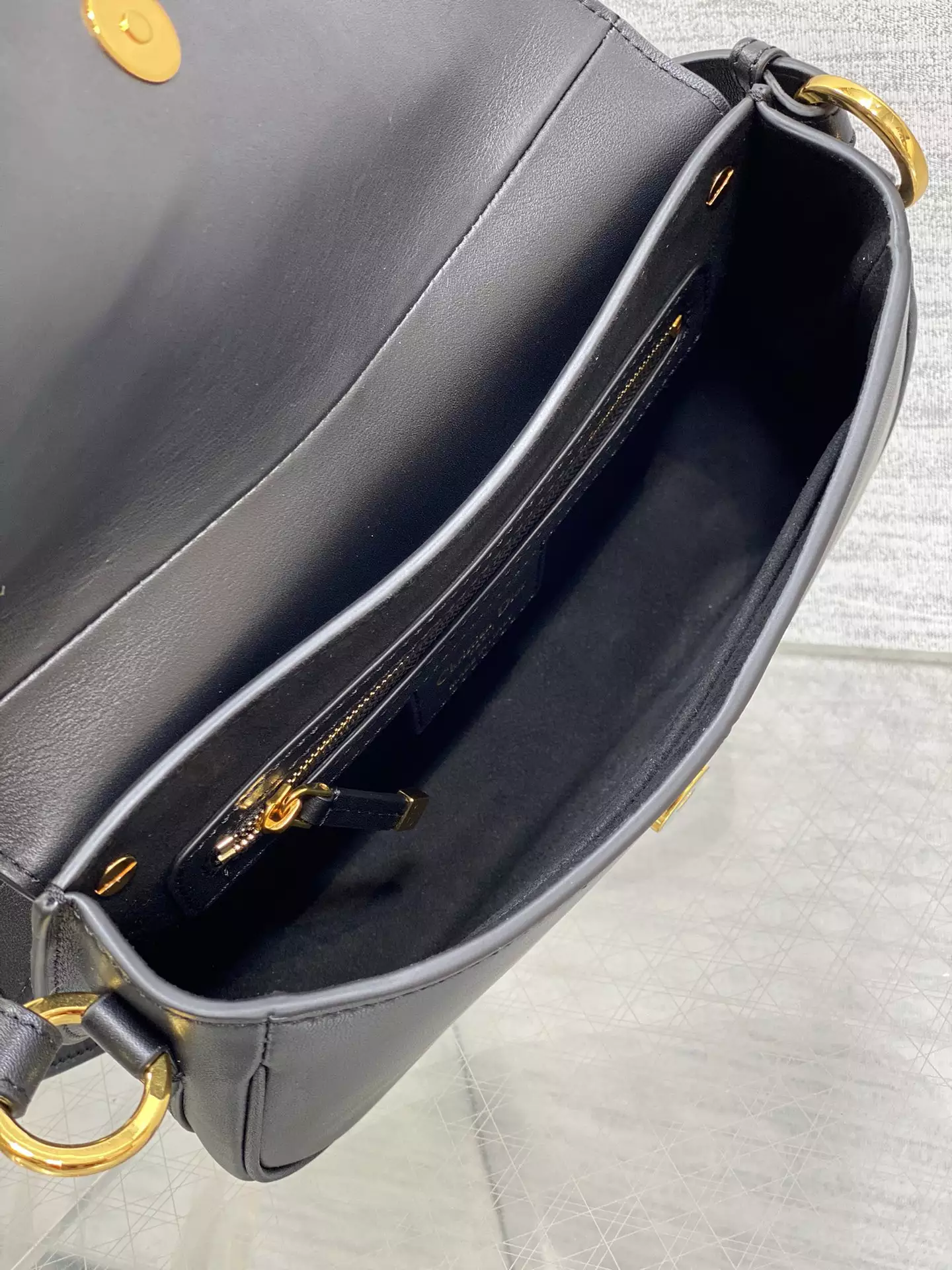 Small CD Besace Bag Black Calfskin