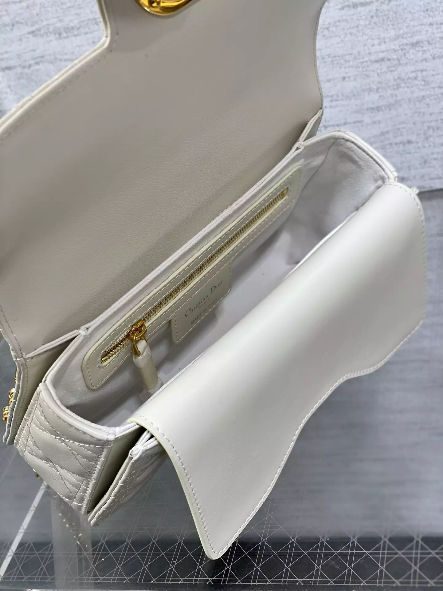 Small Dior Jolie Top Handle Bag Latte Cannage Calfskin