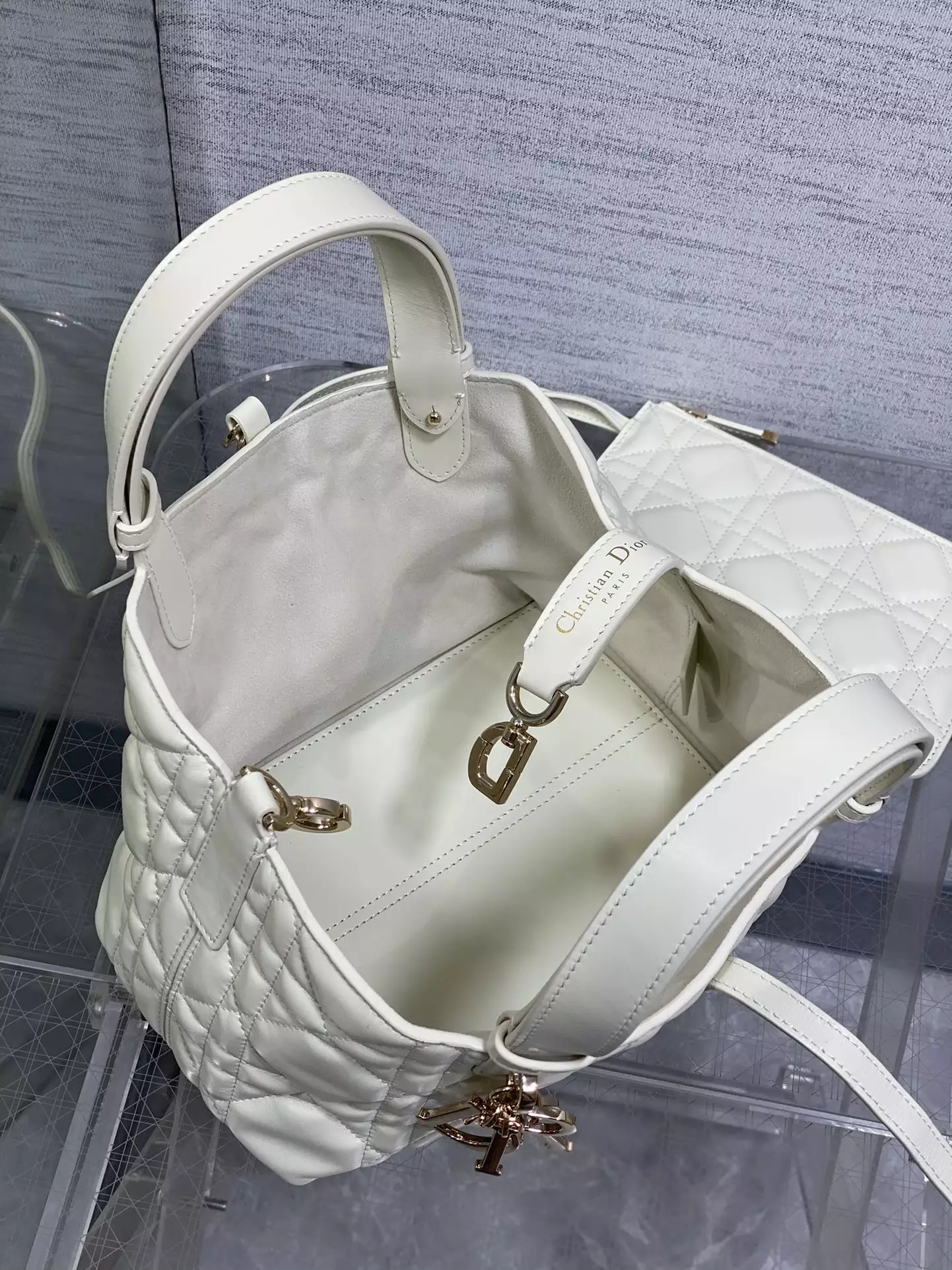 Small Dior Toujours Bag Latte Macrocannage Calfskin