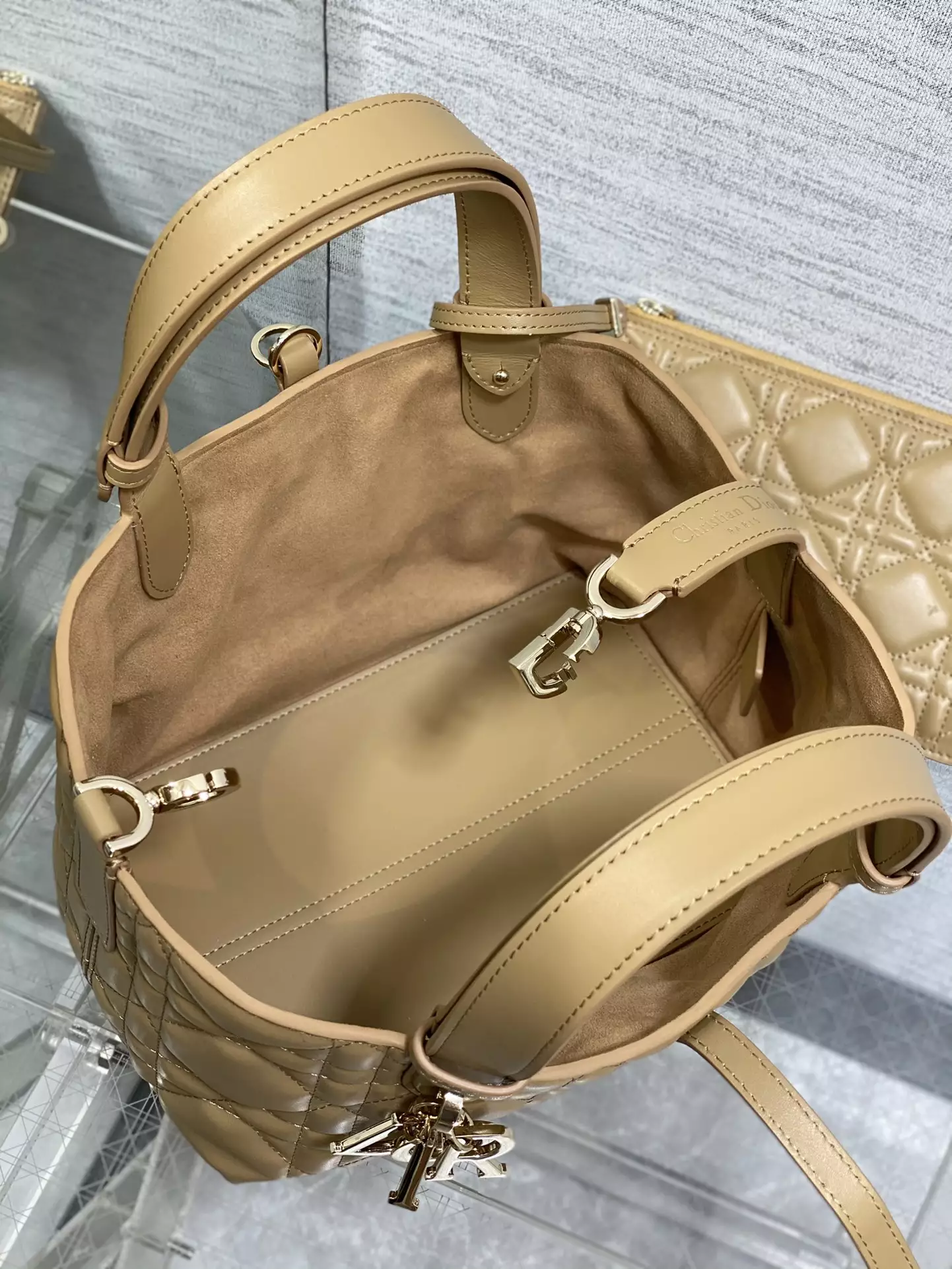 Small Dior Toujours Bag Medium Tan Macrocannage Calfskin