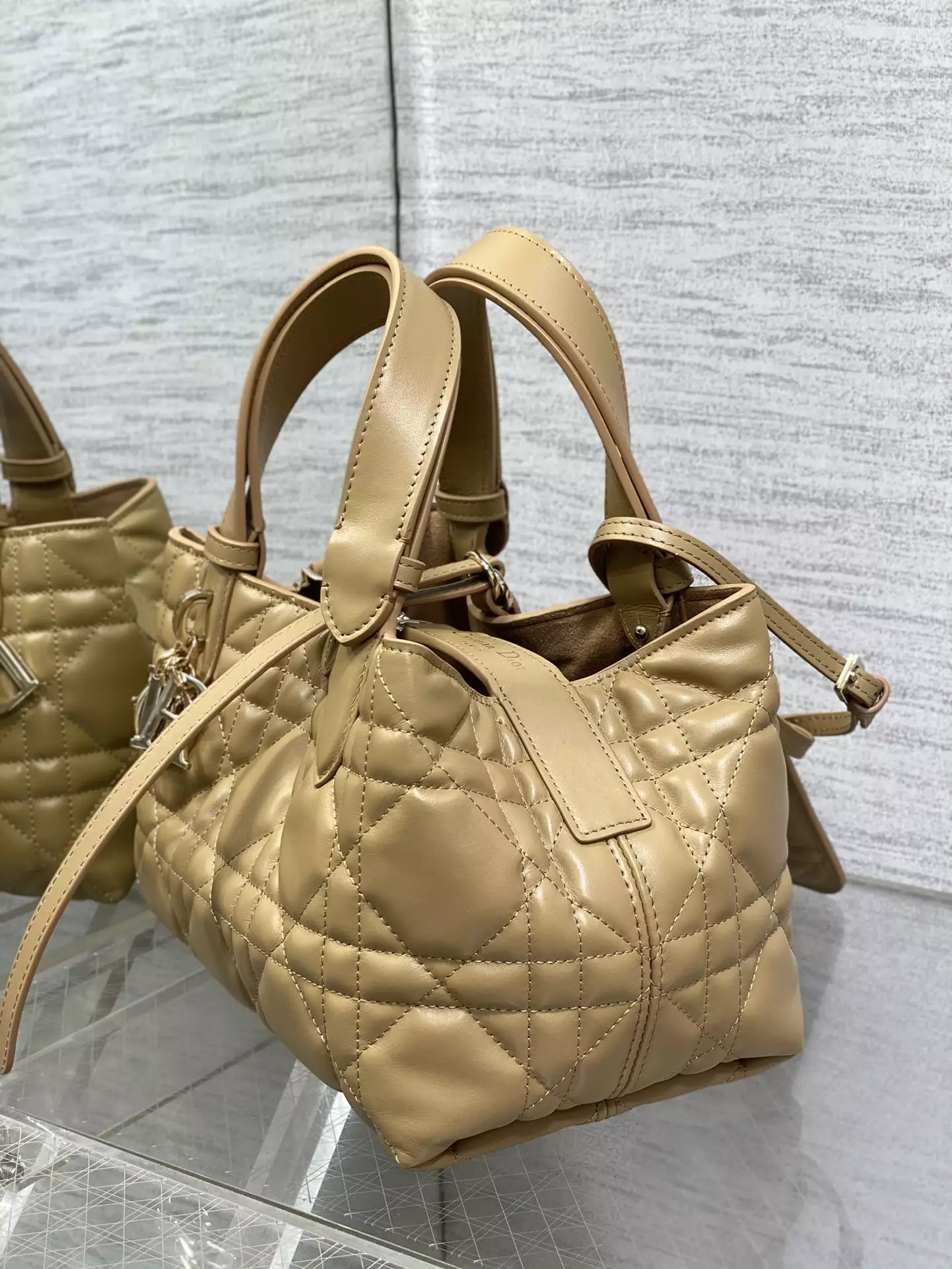 Small Dior Toujours Bag Medium Tan Macrocannage Calfskin