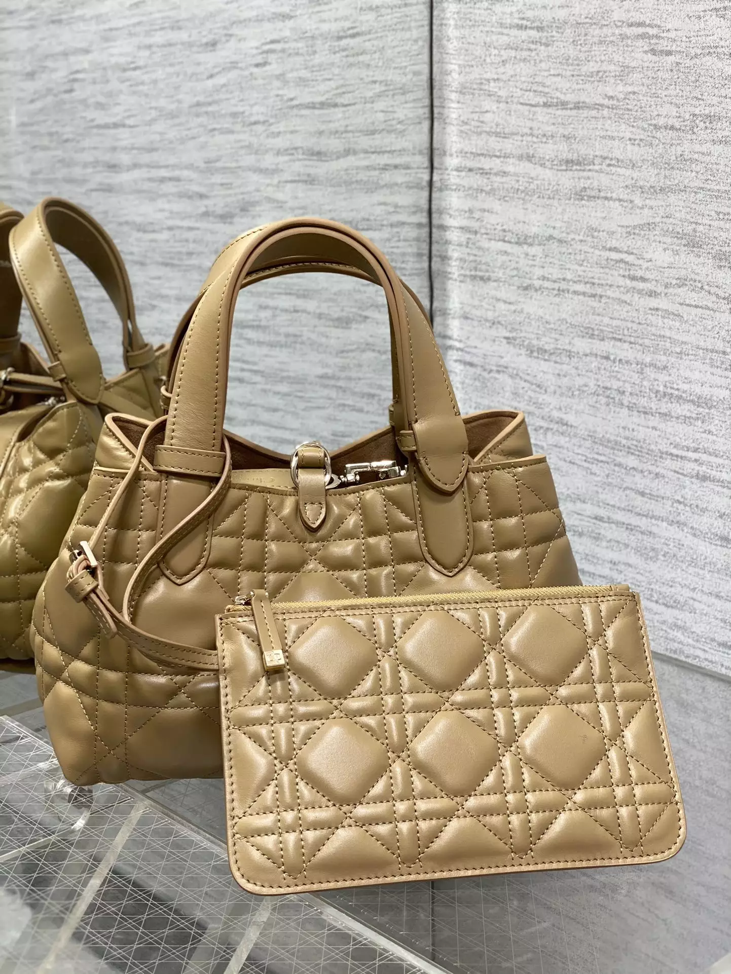 Small Dior Toujours Bag Medium Tan Macrocannage Calfskin