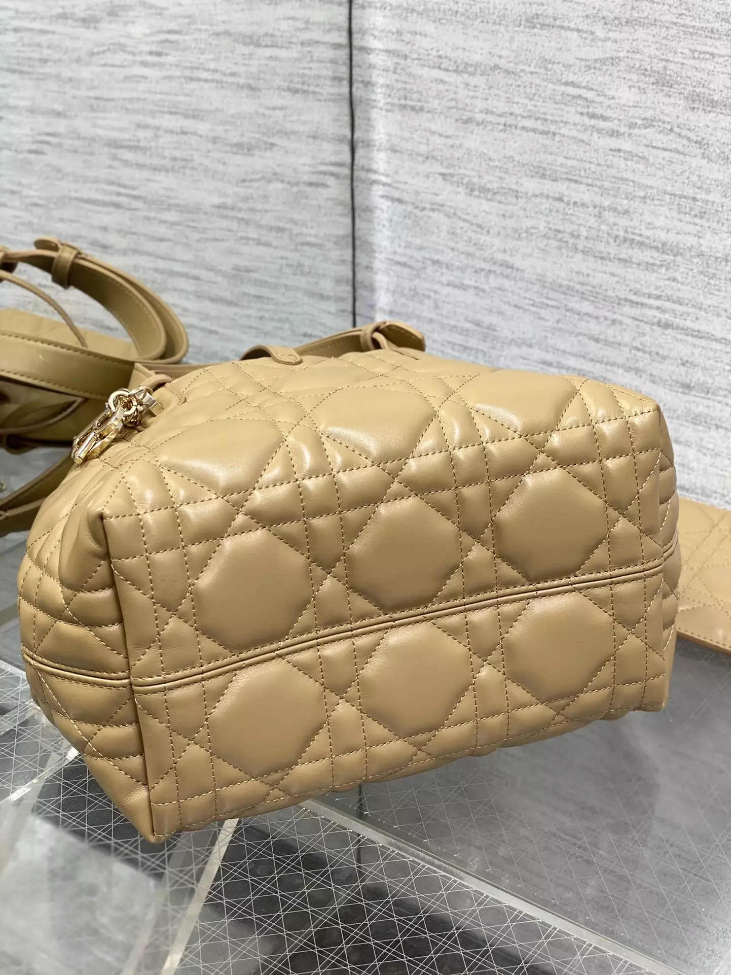 Small Dior Toujours Bag Medium Tan Macrocannage Calfskin