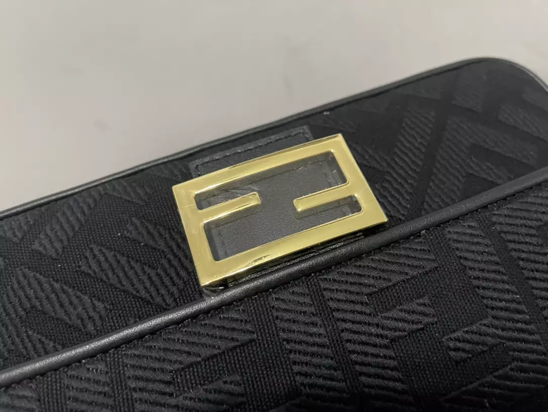 Baguette Black FF Canvas Bag