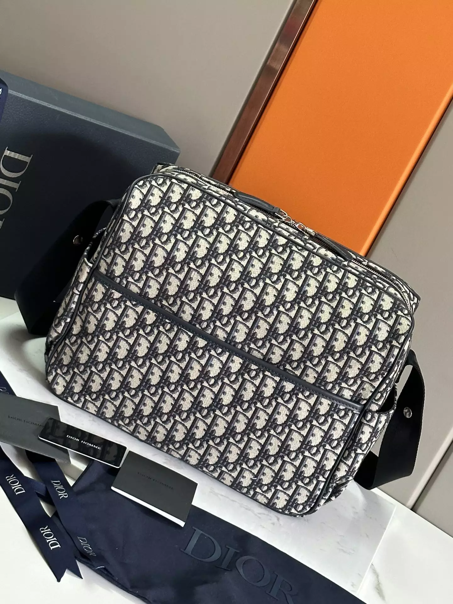 Changing Bag Beige and Black Dior Oblique Jacquard