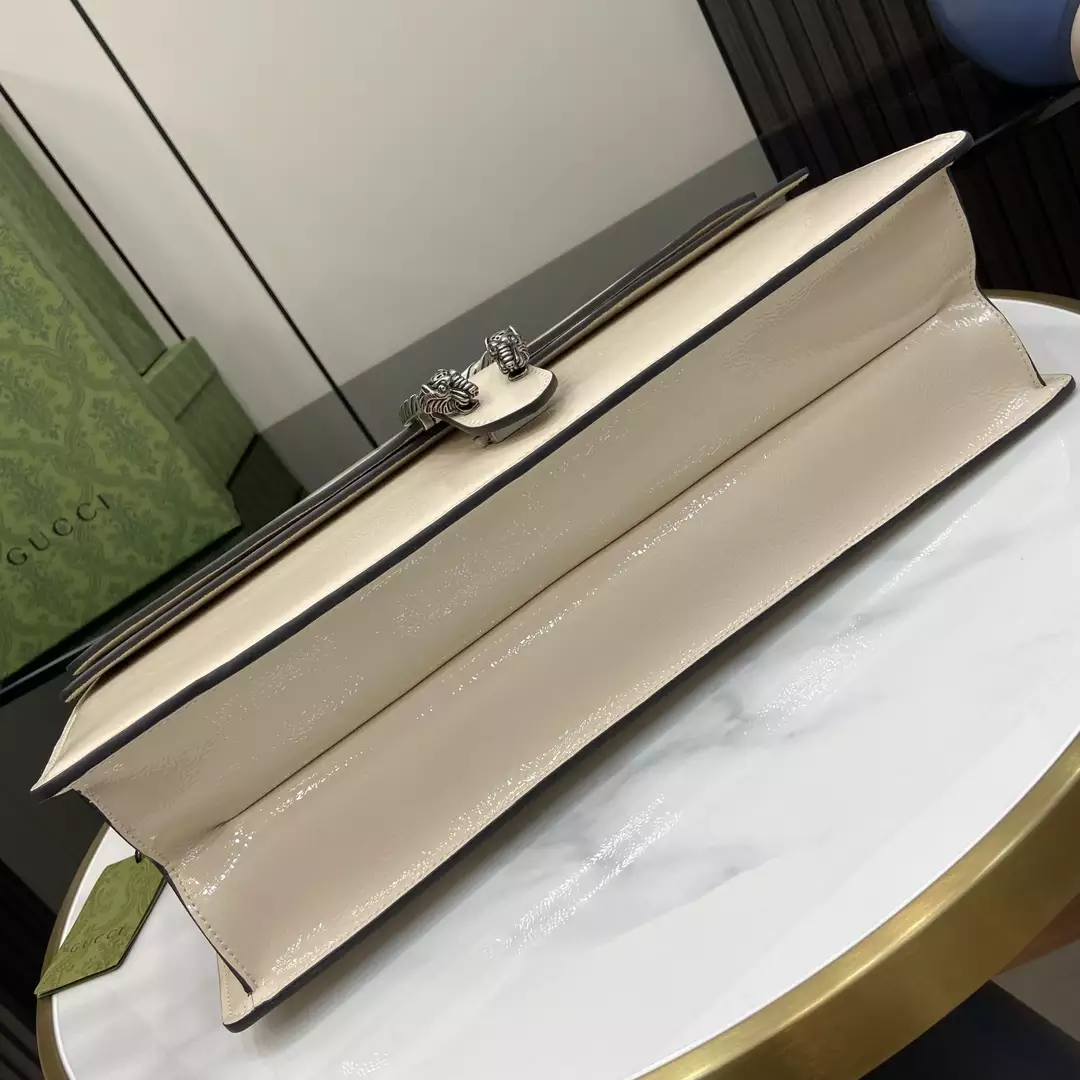 Dionysus Large Shoulder Bag in Light Grey Patent Leather