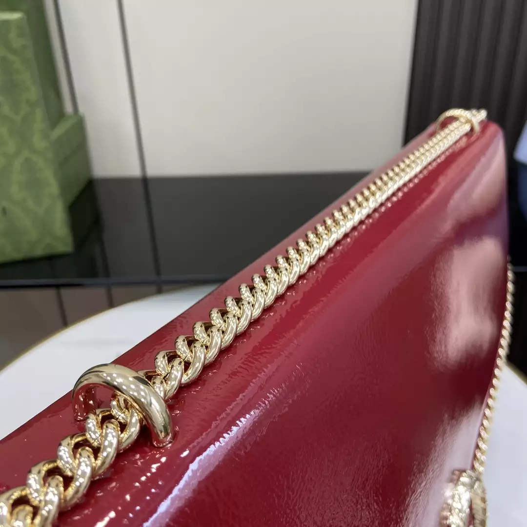 Dionysus Large Shoulder Bag in Rosso Ancora Patent Leather