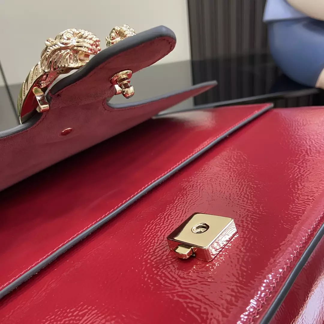 Dionysus Large Shoulder Bag in Rosso Ancora Patent Leather