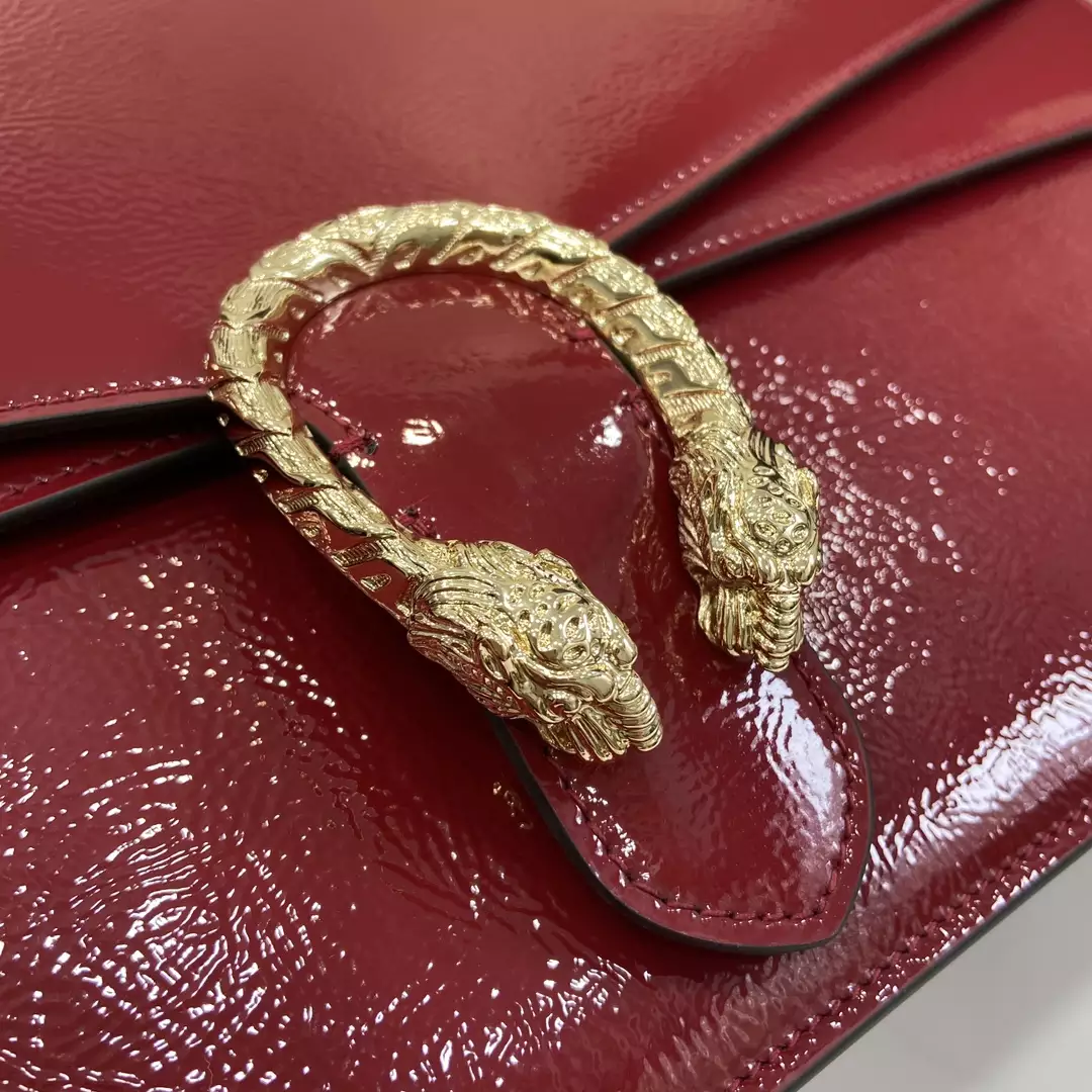 Dionysus Large Shoulder Bag in Rosso Ancora Patent Leather