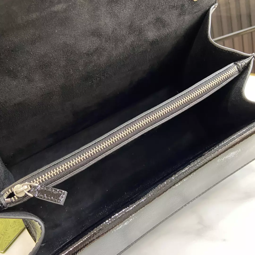 Dionysus Small Shoulder Bag in Black Patent Leather