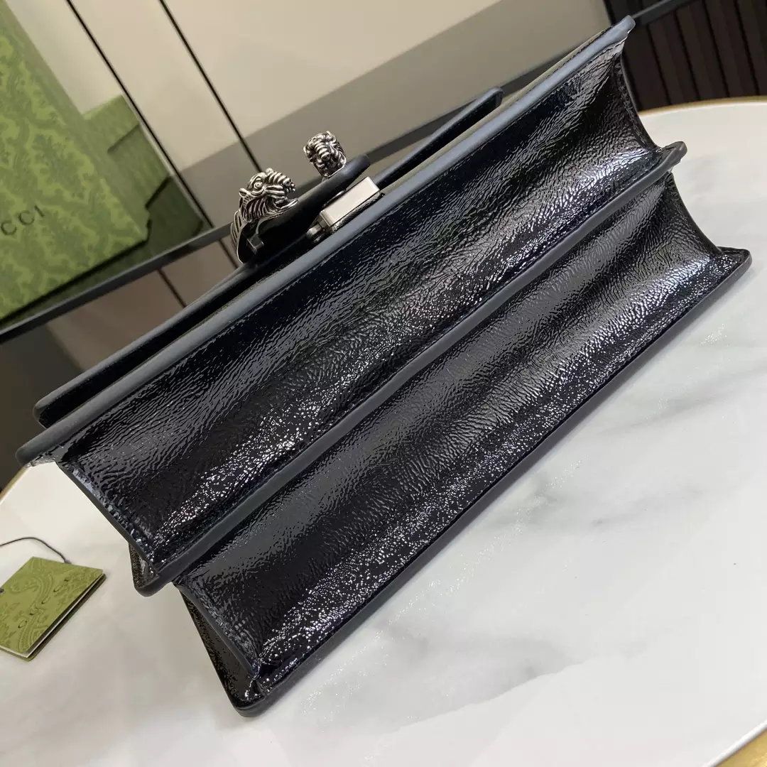 Dionysus Small Shoulder Bag in Black Patent Leather