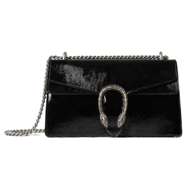 Dionysus Small Shoulder Bag in Black Patent Leather
