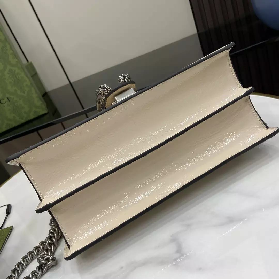 Dionysus Small Shoulder Bag in Light Grey Patent Leather