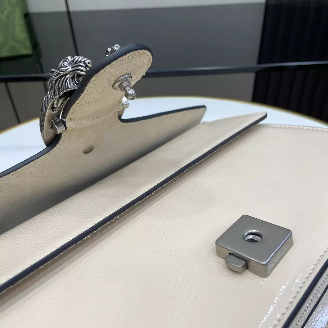 Dionysus Small Shoulder Bag in Light Grey Patent Leather