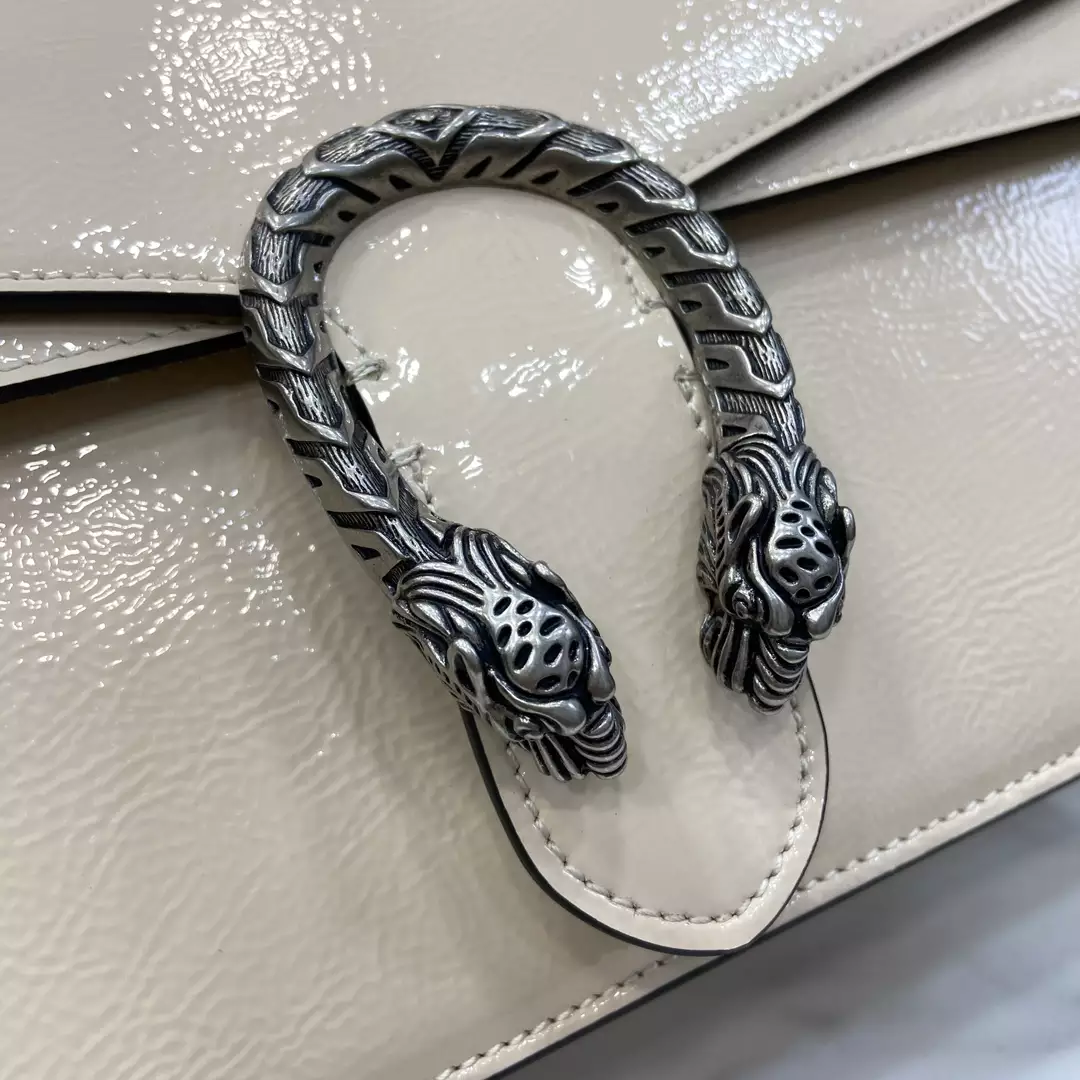 Dionysus Small Shoulder Bag in Light Grey Patent Leather