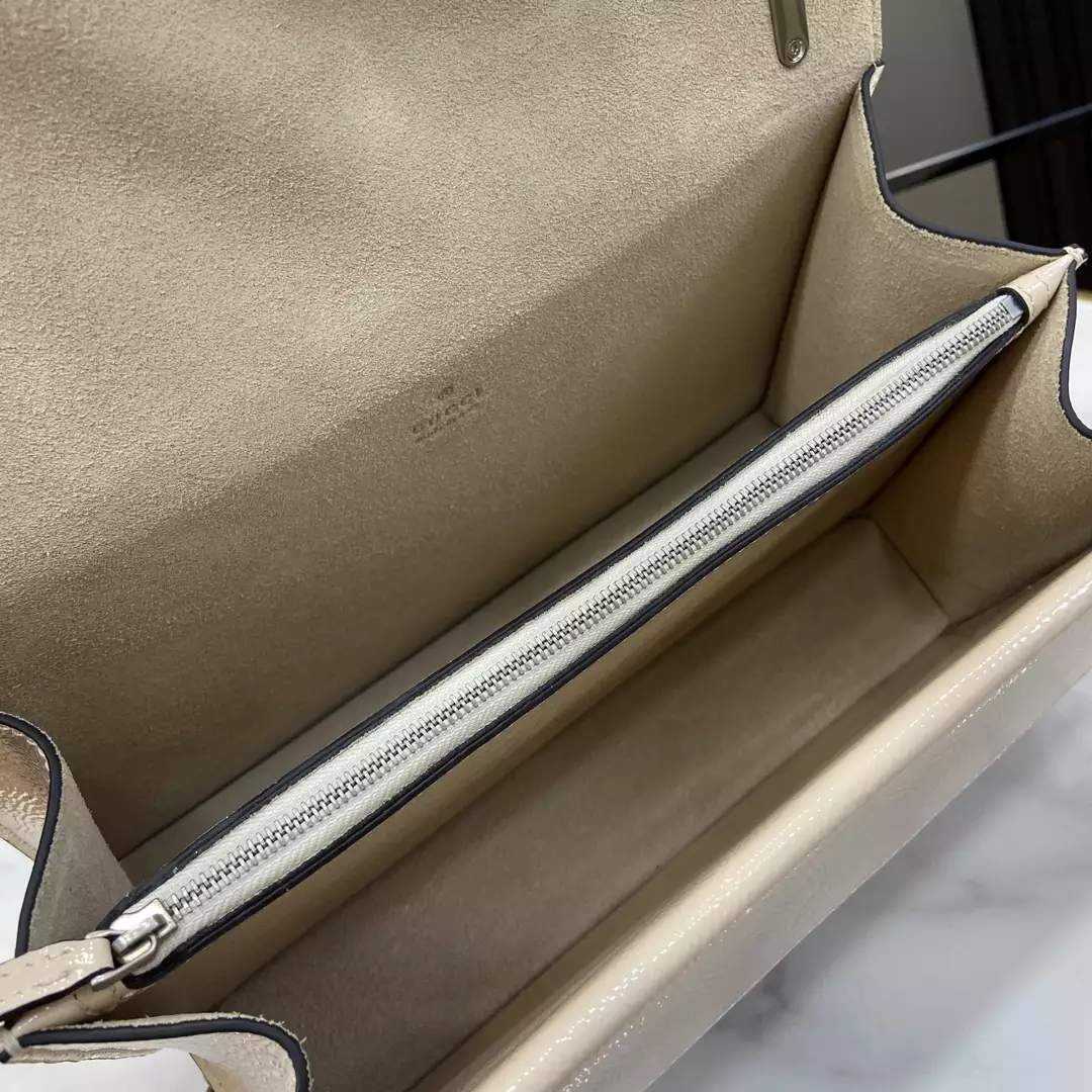 Dionysus Small Shoulder Bag in Light Grey Patent Leather