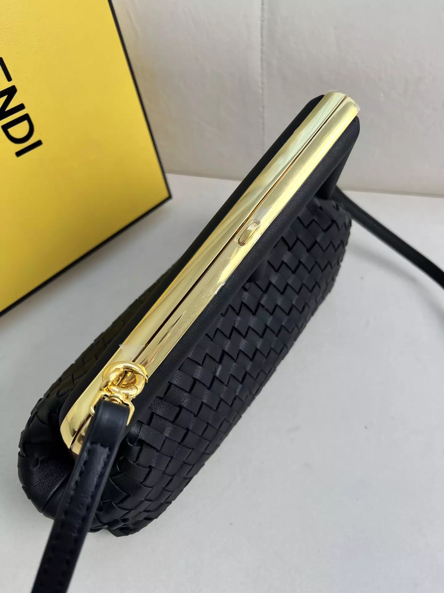 Fendi First Small Black Interlaced Leather Bag