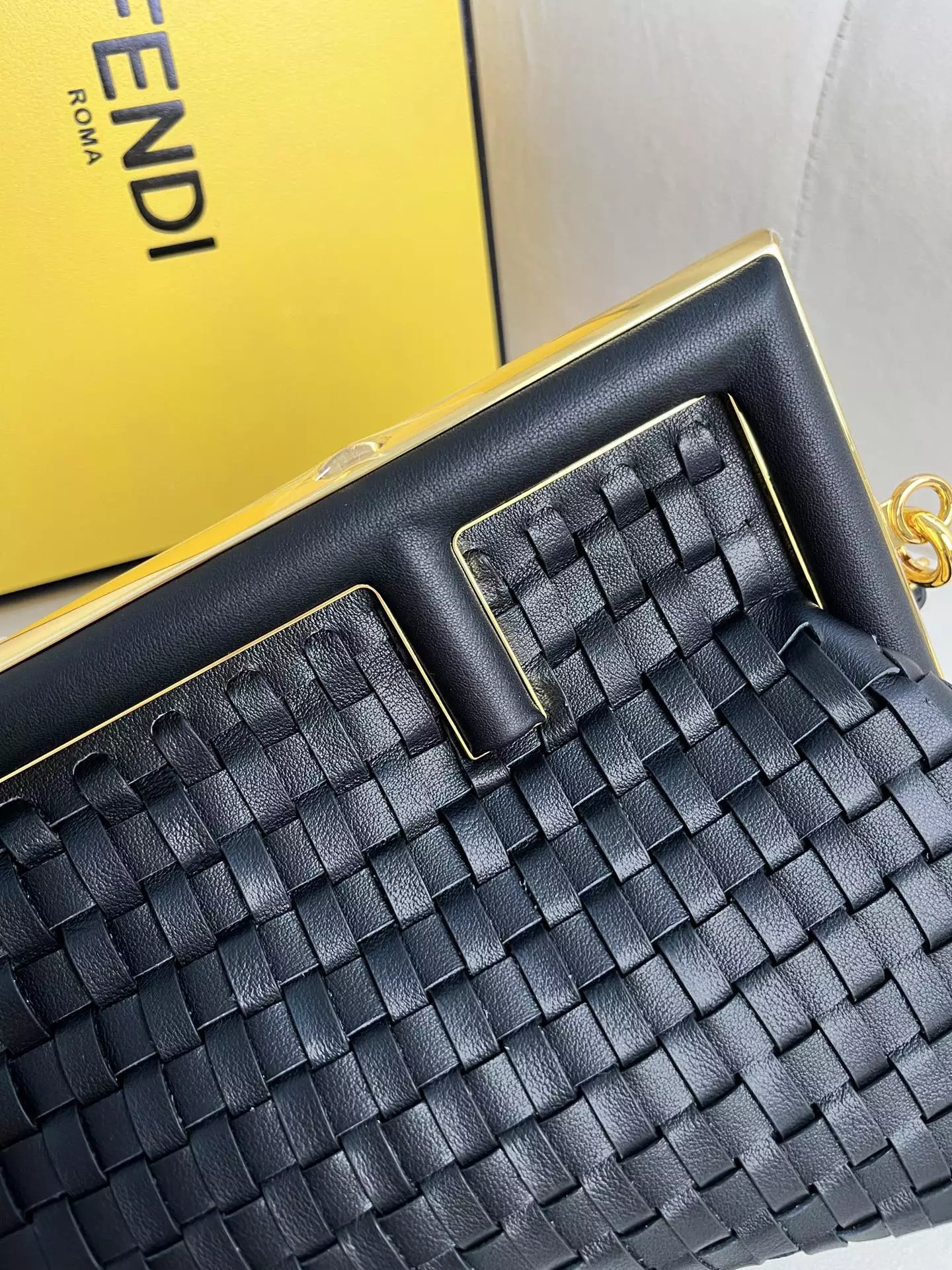 Fendi First Small Black Interlaced Leather Bag