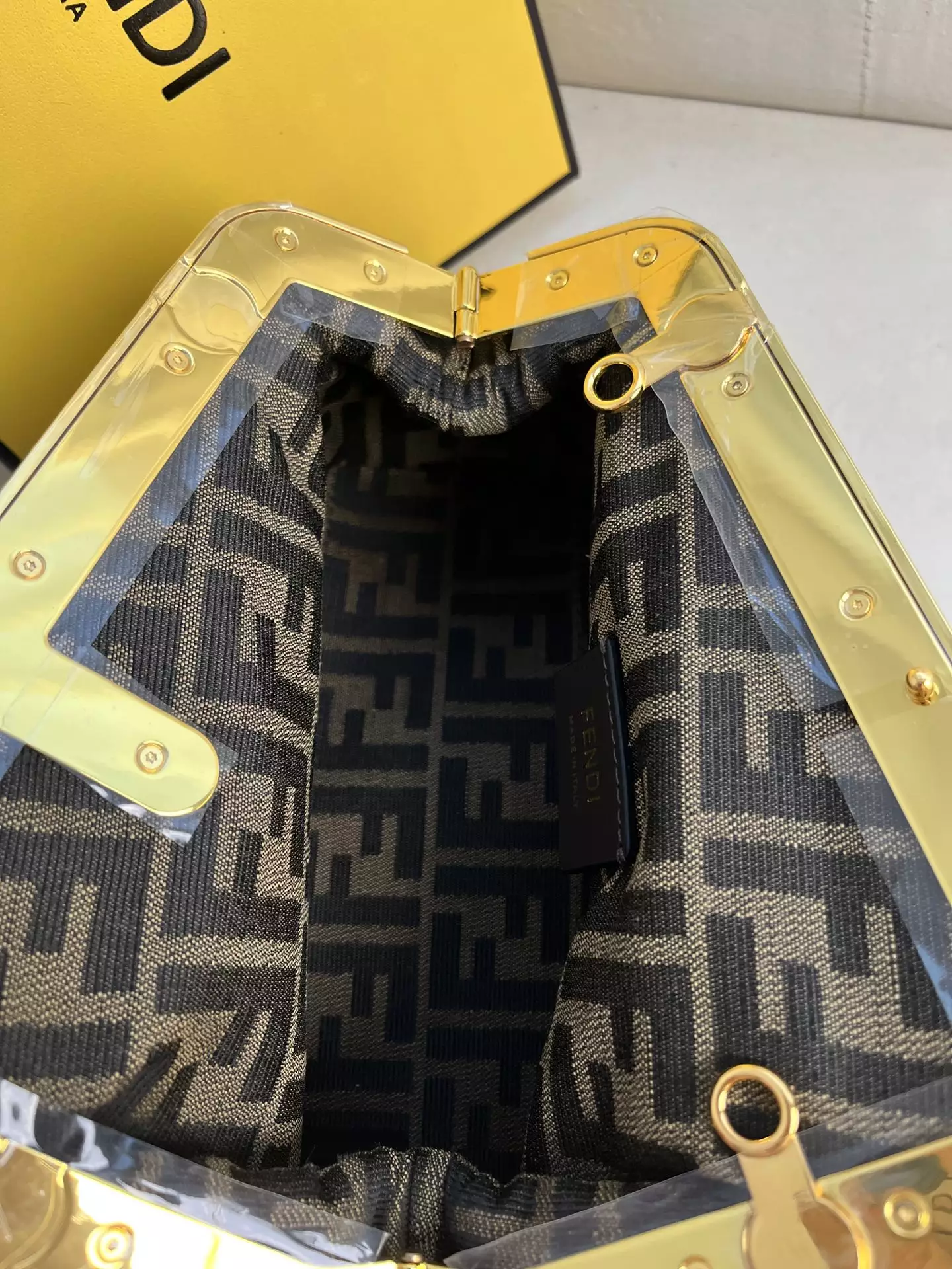 Fendi First Small Black Interlaced Leather Bag