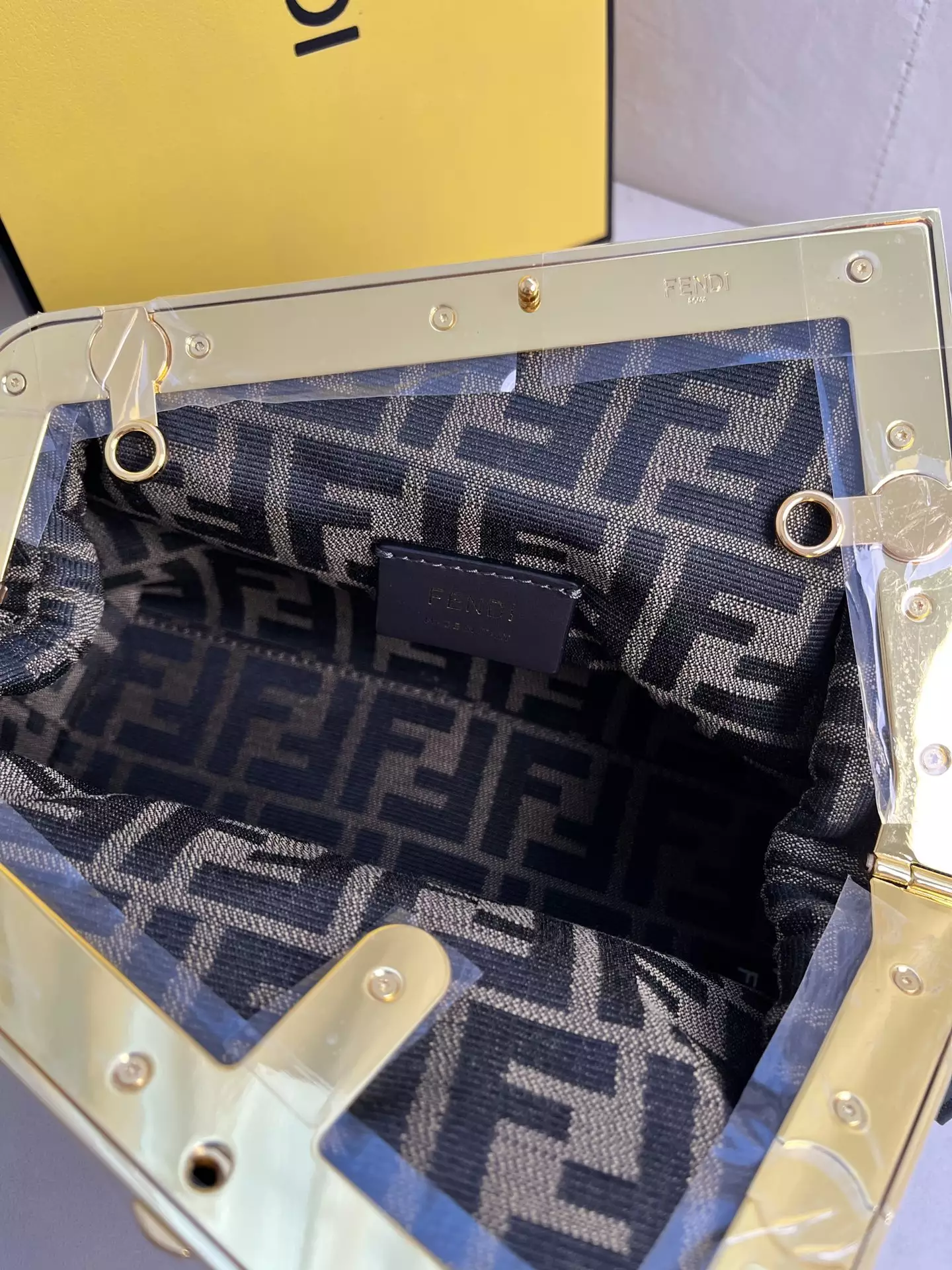 Fendi First Small Black Interlaced Leather Bag