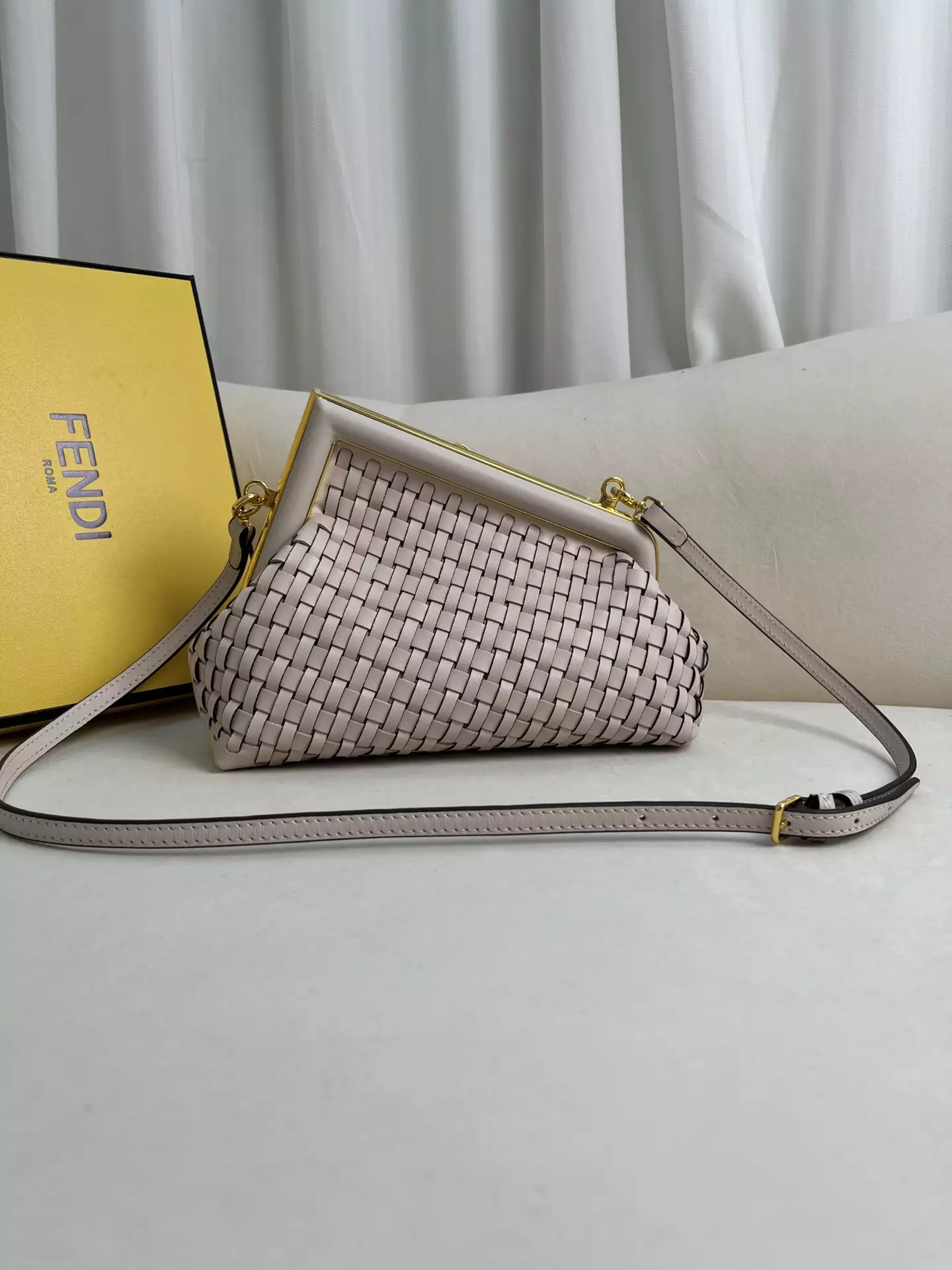 Fendi First Small Camellia Interlaced Leather Bag