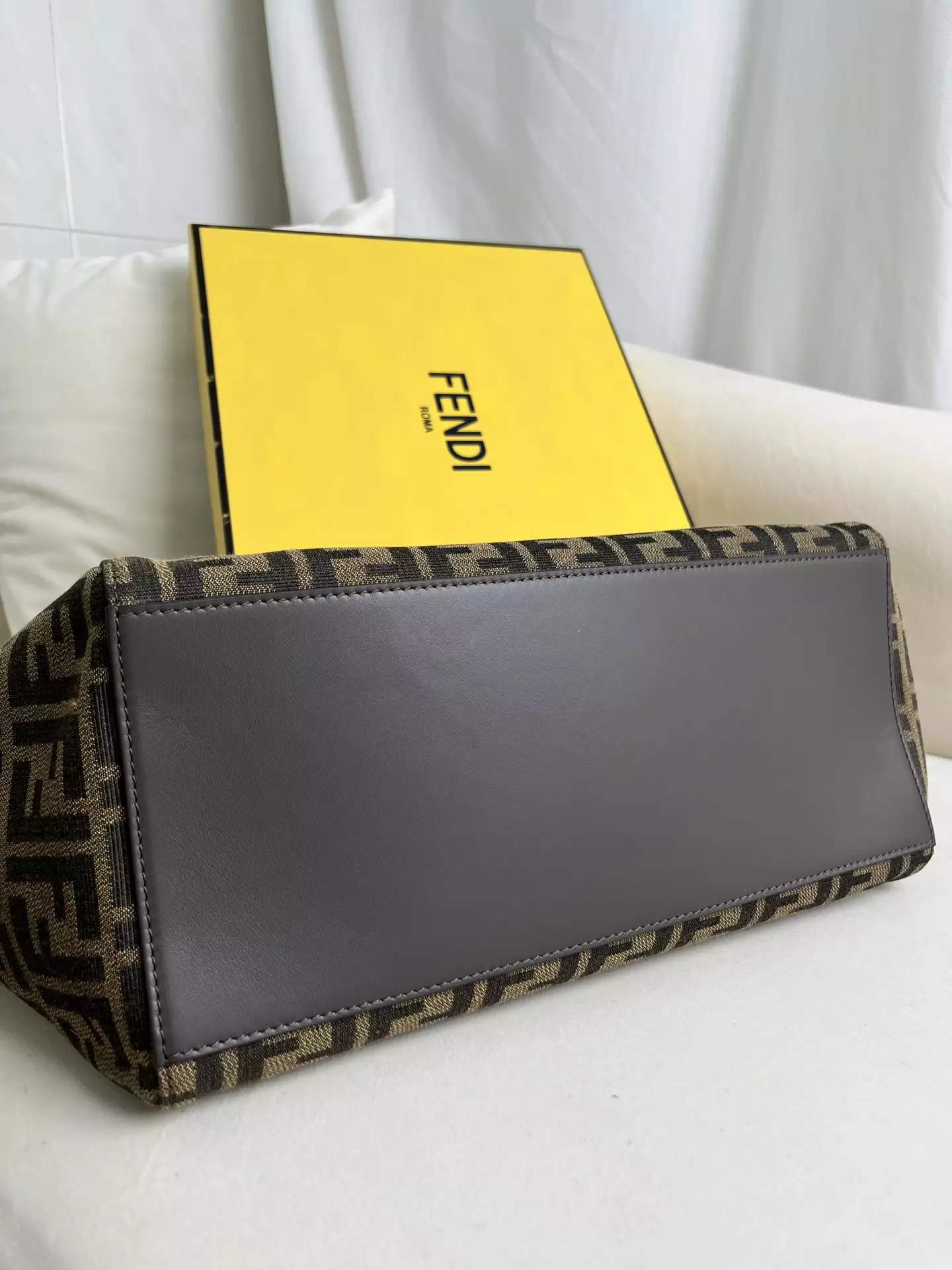 Fendi Origami Large Brown FF Jacquard Fabric Bag