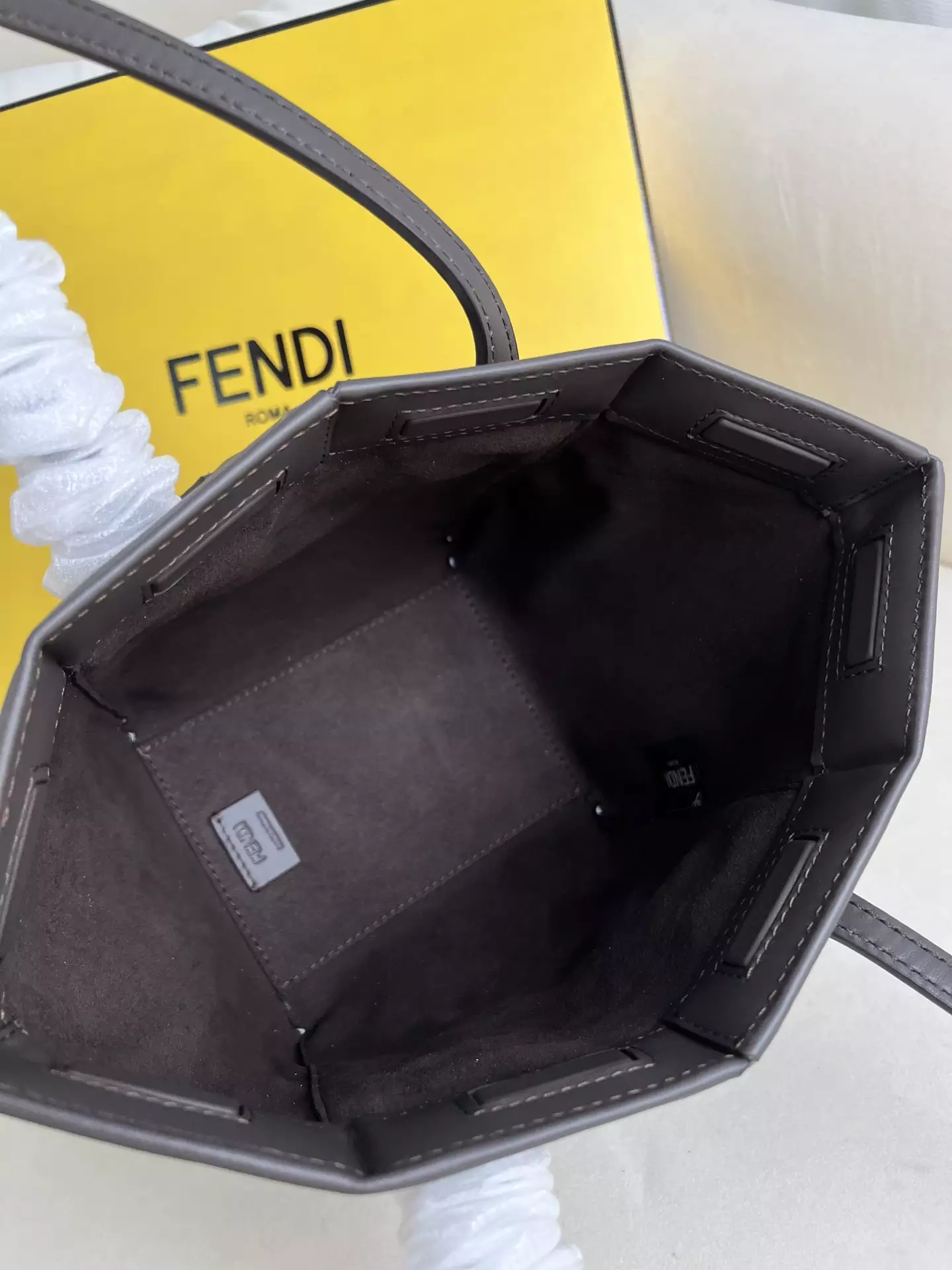 Fendi Origami Mini Brown FF Jacquard Fabric Bag