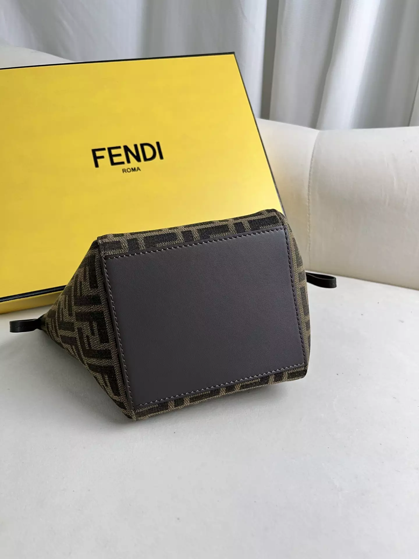 Fendi Origami Mini Brown FF Jacquard Fabric Bag