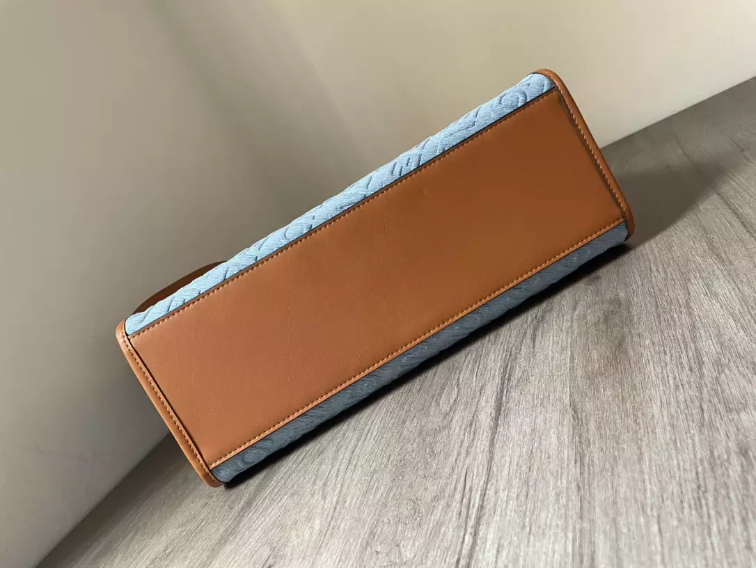 Fendi Sunshine Medium Light Blue Denim Shopper Bag