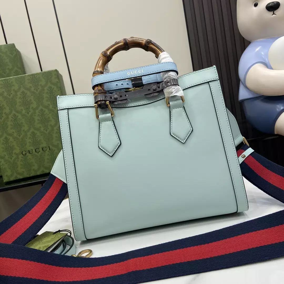G*u*i diana small tote bag double g pale blue leather