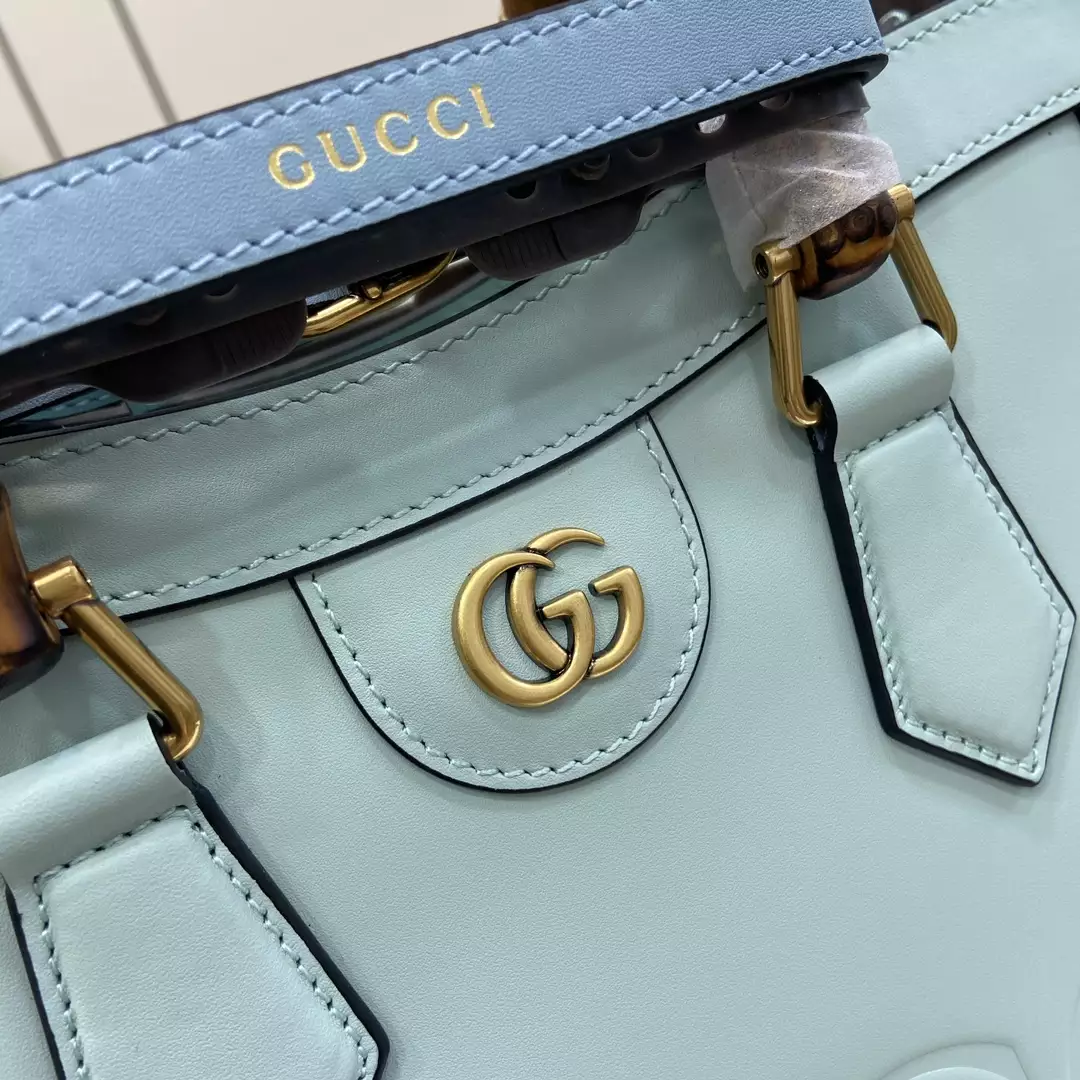 G*u*i diana small tote bag double g pale blue leather