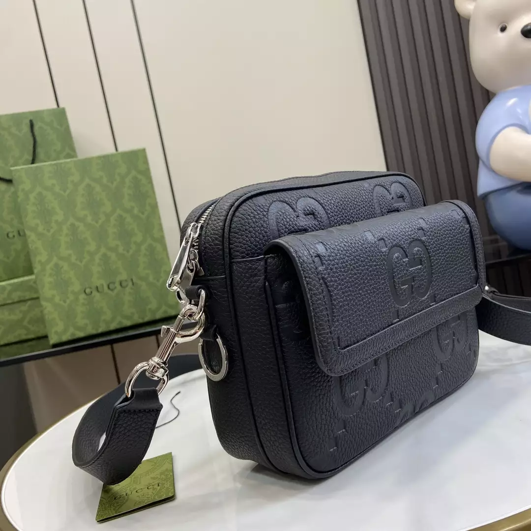 Jumbo GG Small Crossbody Bag in Black GG Canvas