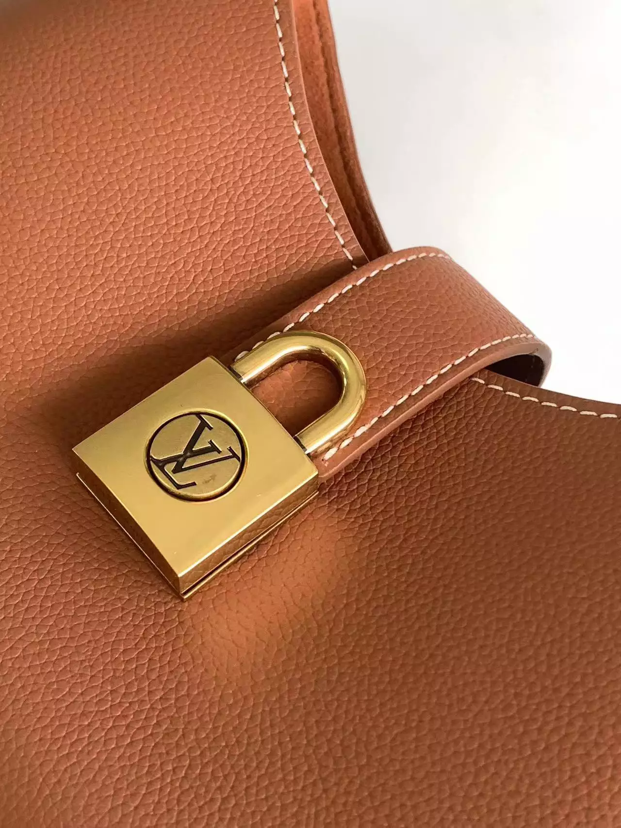 Low Key Shoulder Bag Cognac Brown Grained Calfskin