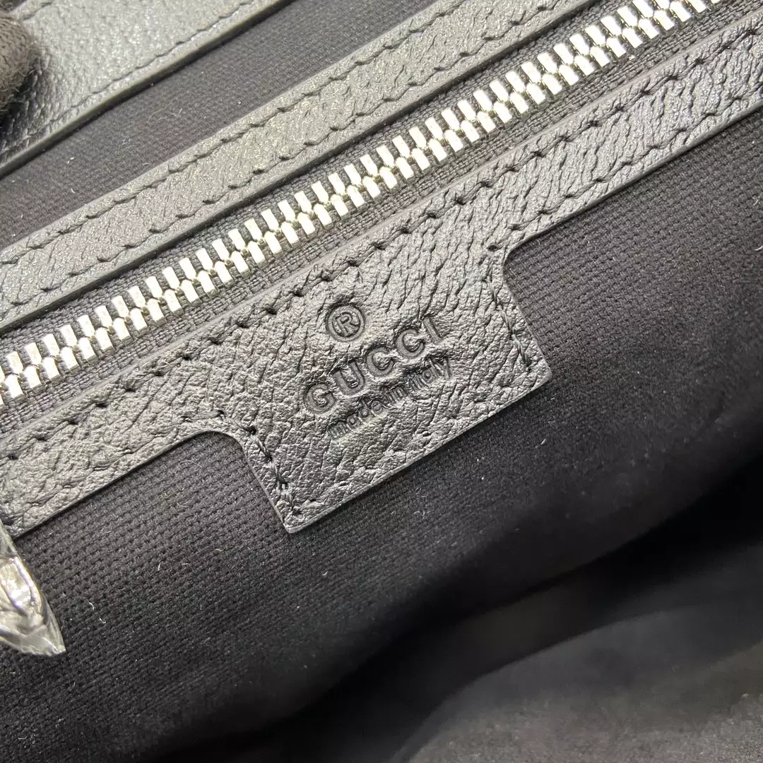 Medium GG Crossbody Bag with Tag in Black Leather