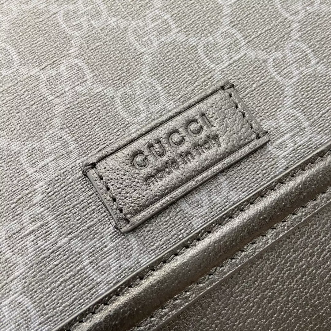 Medium GG Crossbody Bag with Tag in Black Leather