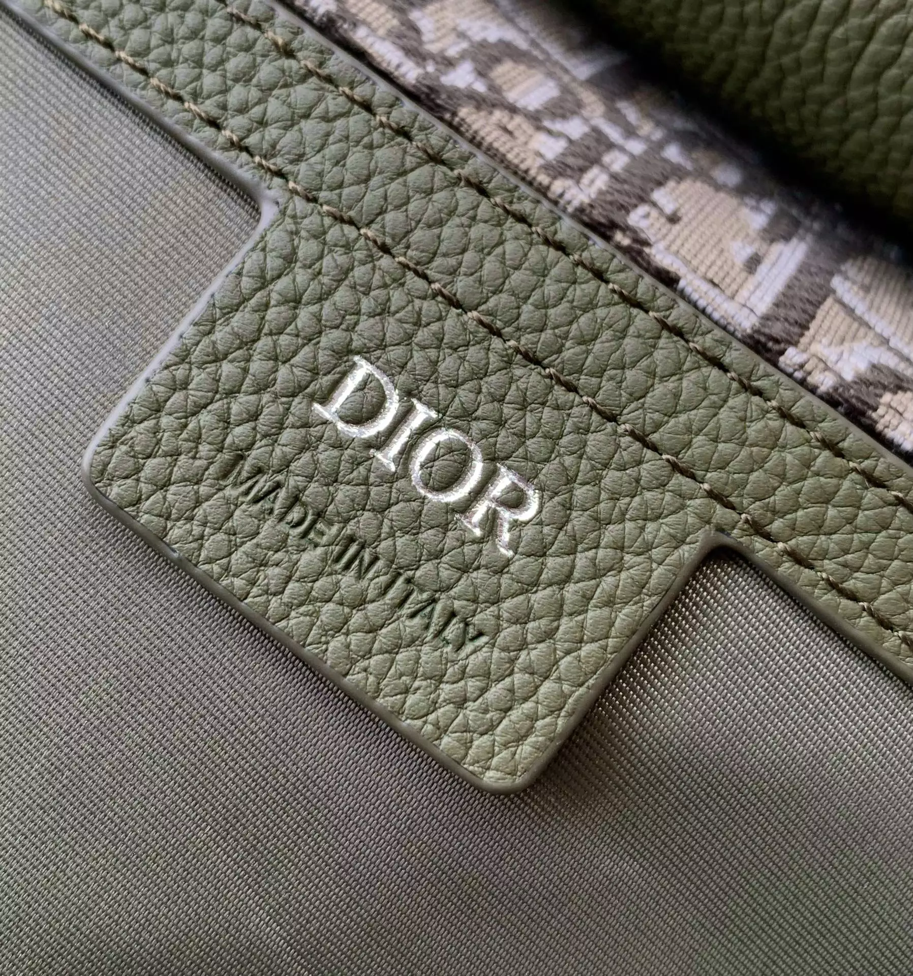 Mini Saddle Messenger Bag with Flap Khaki Dior Oblique Jacquard and Grained Calfskin